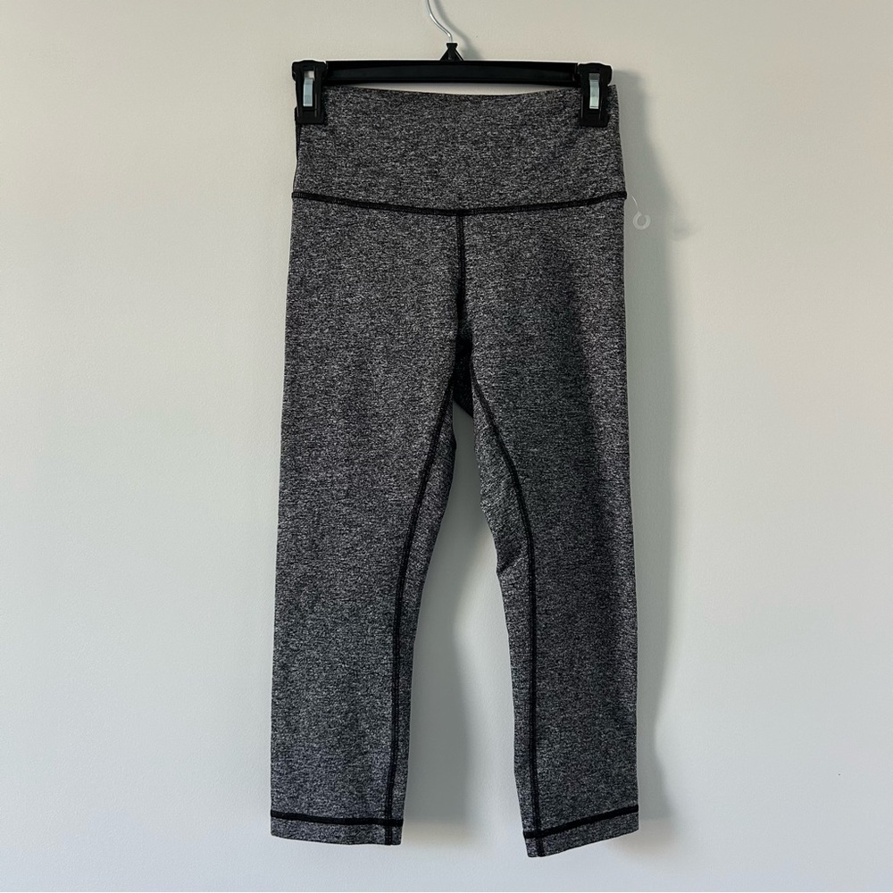 Lululemon Wunder Under Crop Heathered Black 21in 6